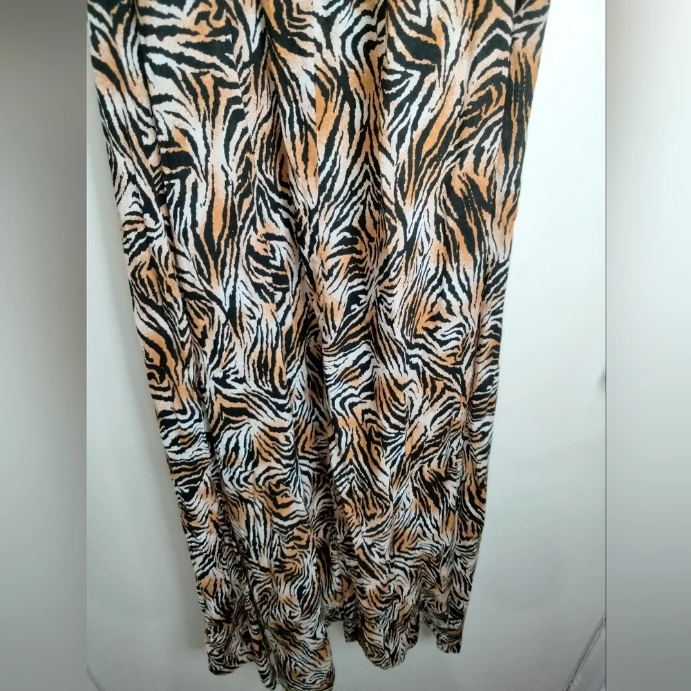 Pink Stitch (Size 6) Multicolor Animal Print Cutout Back Hi-Lo Hem Maxi Dress